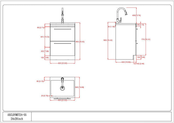 Metro - Laundry Cabinet & Faucet And Stainless Steel Sink