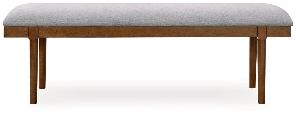 Lyncott - Large Upholstered Dining Room Bench - Gray / Brown