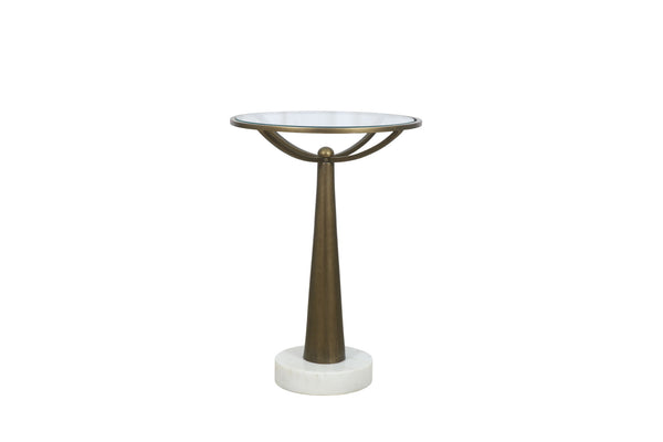 Delgado - Accent Table - Antique Brass / White Marble