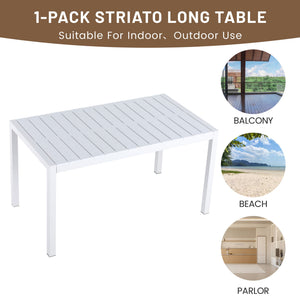 Modern Long Table, UV Resistant And Rust Proof, Pp Tabletop, UV Resistant Powder Coated Metal Legs - Snow White