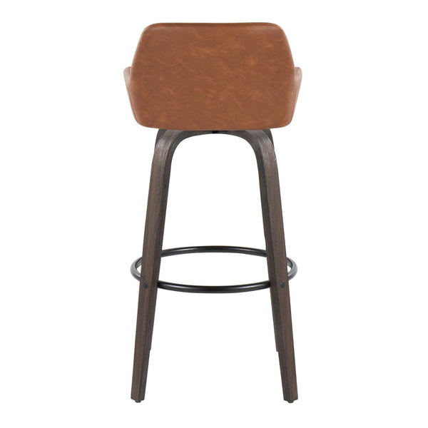 Daniella - Contemporary Fixed Height, Barstool With Swivel With Round Footrest (Set of 2)
