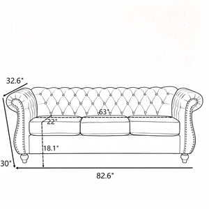 Chesterfield 3 Seater Sofa With Rolled Arms
