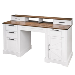 Office Desk With Charging Station & Storage Cabinet