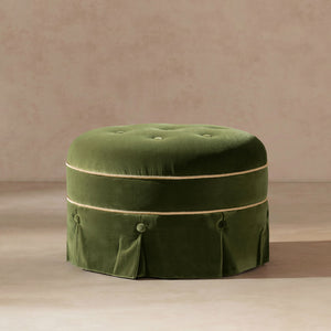 Maribel - Round Accent Ottoman - Olive Green