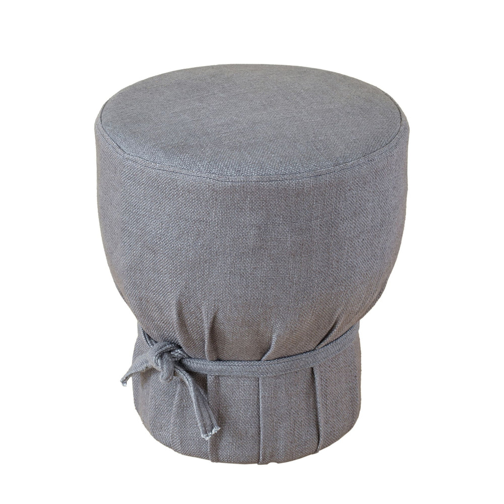 Elsie - Linen Upholstered Pouf - Gray