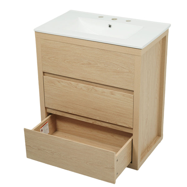 Double Sinks Bathroom Vanity Set With 2 Ceramic Basins