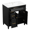Freestanding Bathroom Vanity With Sink, Soft Close Door, Tip Out Drawer
