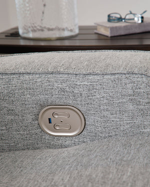 Biscoe - Power Reclining Loveseat With Console /Adj Headrest - Pewter