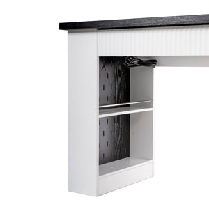 Modern Fluted Office Desk With Storage Cabinet