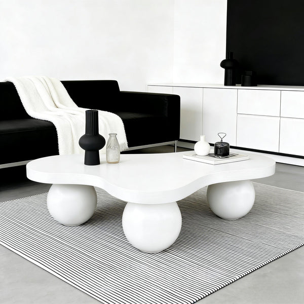 Cloud Shaped Coffee Table With 3 Ball Legs For Living Room