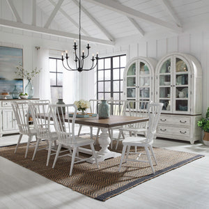 River Place - 9 Piece Trestle Table Set - Riverstone White & Tobacco
