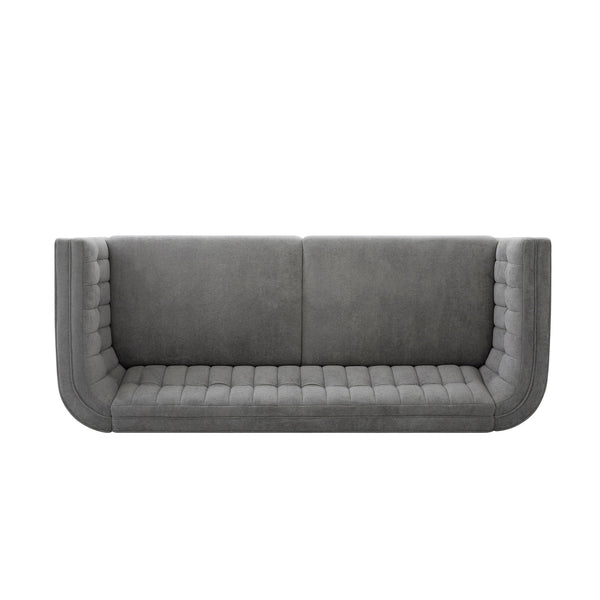Modern 3 Seater Sofa, Upholstered Couch With Curved Armrests