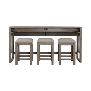 Bartlett Field - 4 Piece Living Room Set (Console Bar Table & 3 Console Stools) - Dusty Taupe