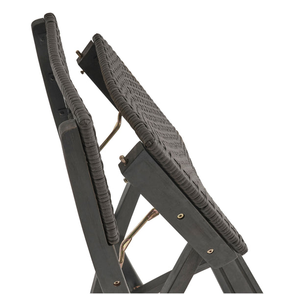 Outdoor Folding Acacia Wood Barstools With Rattan Backrest And Seat