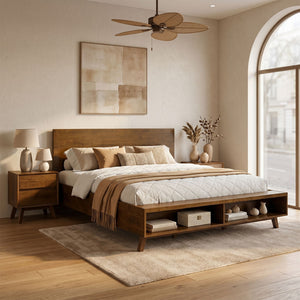 Platform Bed Frame With Footboard Storage