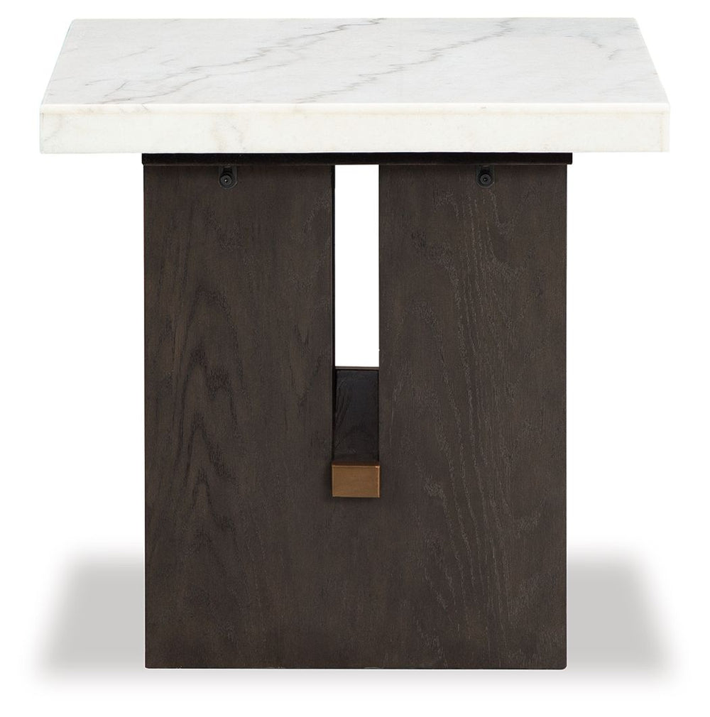 Burkhaus - Rectangular End Table - White / Dark Brown