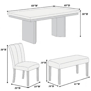 2 Tone Dining Table Set With Upholstered Side Chairs