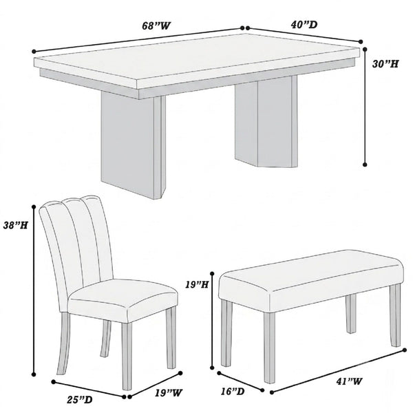 2 Tone Dining Table Set With Upholstered Side Chairs