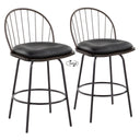 Riley - Claire Farmhouse Fixed Height Counter Stool With Swivel With Round Footrest (Set of 2)