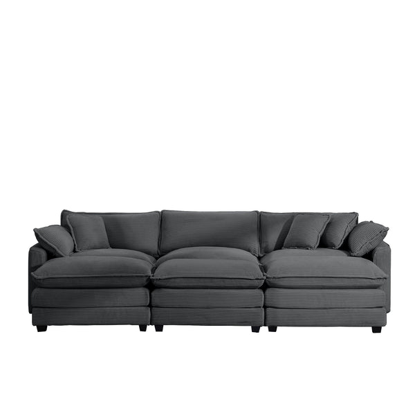 Modular Oversized Cushion Sofa With Ottoman, Low Back, Deep Seating Sofa Set