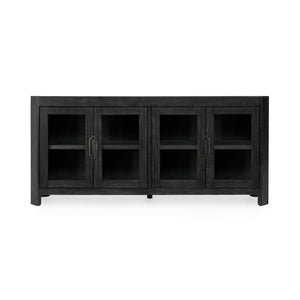 Macarthur - Reclaimed Oak 4 Door Cabinet - Aged Black