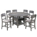 Contemporary Counter Height Dining Set With Built In Lazy Susan