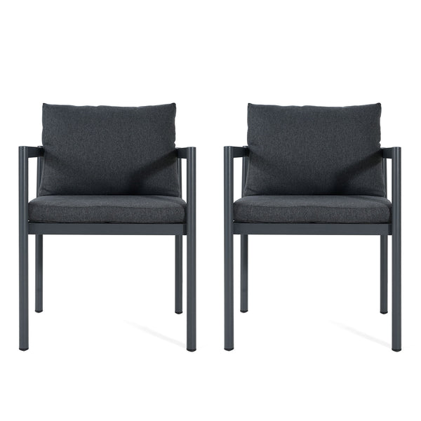 7 Piece Outdoor Dining Set With Table And 6 Chairs - Black / Gray / Teak