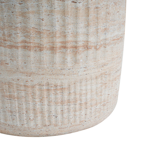 Stylish Outdoor / Indoor Lightweight Concrete Side Table With Travertine - Beige