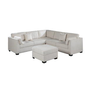 Contemporary L - Sectional Sofa Set With Ottoman And Pillows