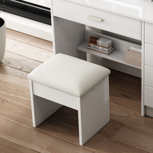 Fashion Vanity Desk With Mirror And Lights For Makeup, 5 Drawers, Adjustable Lighting - White