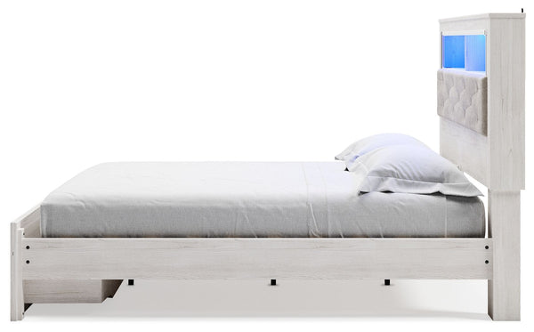 Altyra - King Upholstered Bookcase Bed With Storage - White