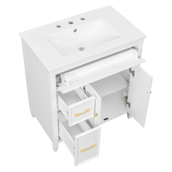 Freestanding Bathroom Vanity With Sink, Soft Close Door, Tip Out Drawer