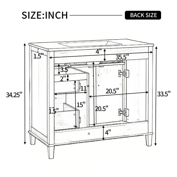 Bathroom Vanity With Sink, Soft Close Doors & Drawers - Wood