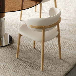 Round Dining Table & Tempered Glass Top - Brown