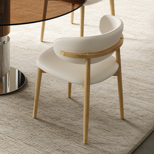 Round Dining Table & Tempered Glass Top - Brown