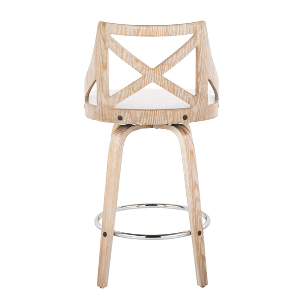 Charlotte - Farmhouse Fixed Height Counter Stool With Swivel And Round Footrest (Set of 2)