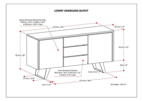 Lowry - Modern Industrial Sideboard Buffet