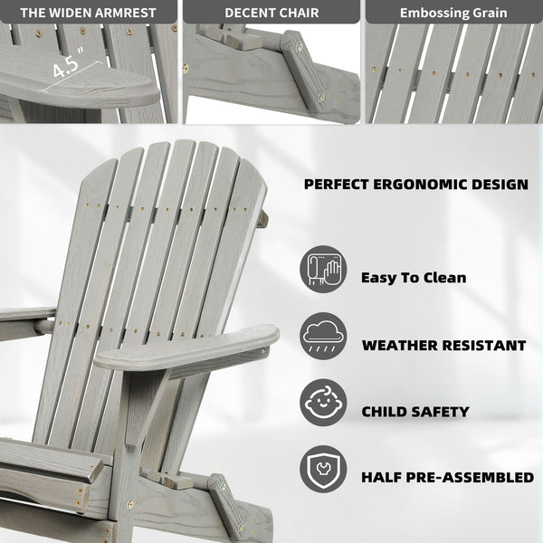 Lounge Patio Chair For Garden Outdoor Wooden Folding Adirondack Chair (Set of 2) Solid Cedar Wood Lounge Patio Chair For Garden