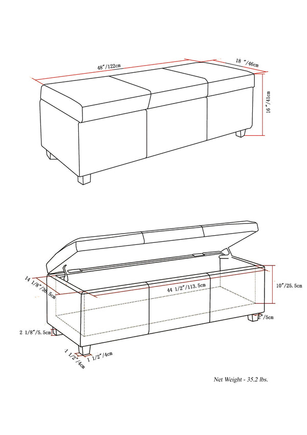 Avalon - Contemporary Storage Ottoman Bench