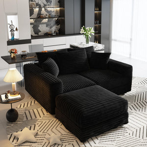 Convertible Deep Seat Sofa With Soft Pillows And Ottomans