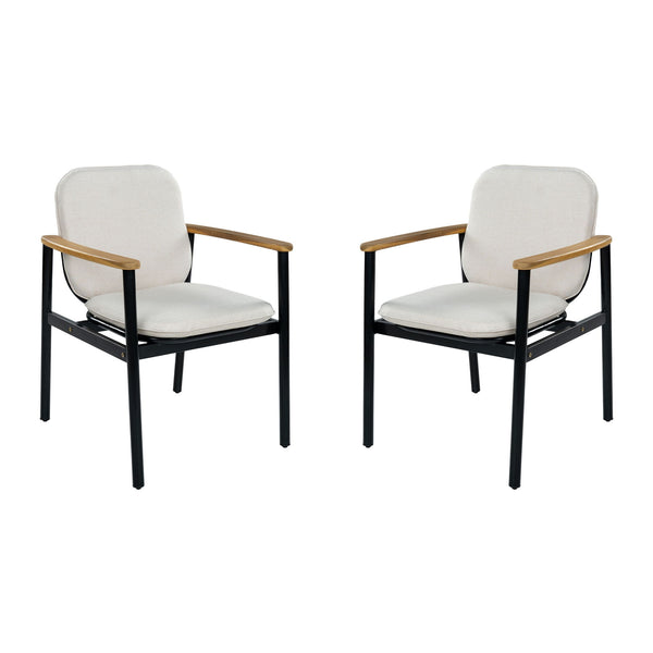 Outdoor Dining Chair - Beige / Black / Teak