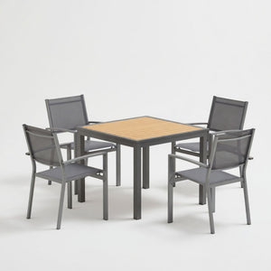 5 Piece Patio Dining Set, Table And Chairs For Outdoor Use - Gray