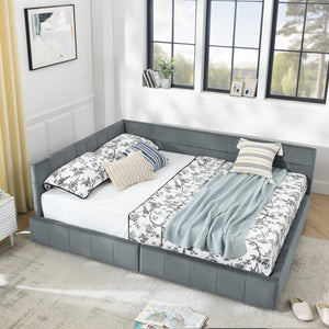Elegant Storage Upholstered Tufted Bed Frame With Backrest And Armrests