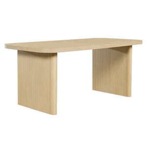 5 Piece Indoor Dining Set With Fluted Table & Chairs - Khaki / Light Oak / Natural