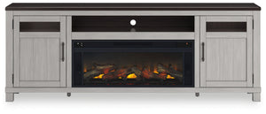 Darborn - 88" TV Stand With Electric Infrared Fireplace Insert - Gray / Brown