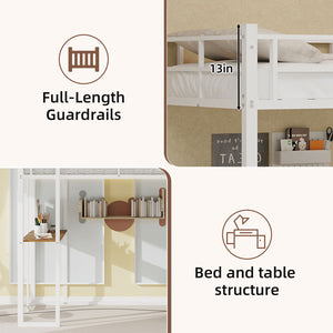 Bunk Bed With L-Shaped Desk And Dual Side Stairs