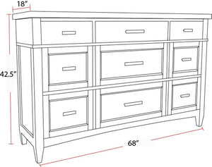 Americana Modern Bedroom - 9 Drawer Dresser