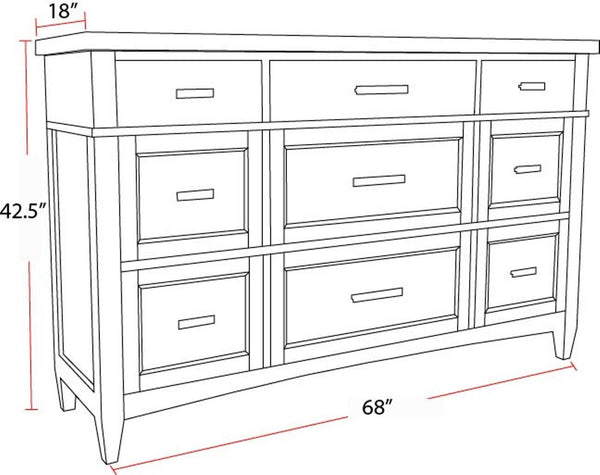 Americana Modern Bedroom - 9 Drawer Dresser