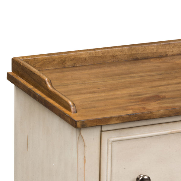 Morgan Creek - Storage Hall Bench - Antique White / Wirebrushed Tobacco Accents