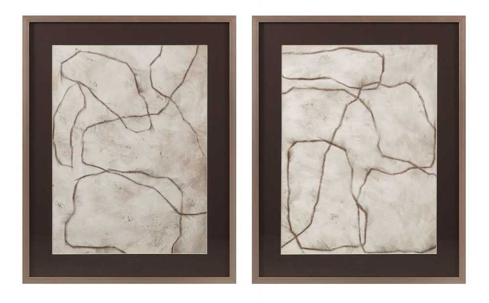 Past And Present Framed Print (Set of 2) - Gray, Off White